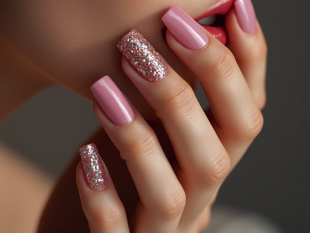 A girl's hand with colorful nails